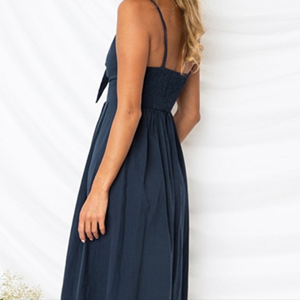 Sassy Sweetheart Smock Dress - Navy - Picture 8 of 8
